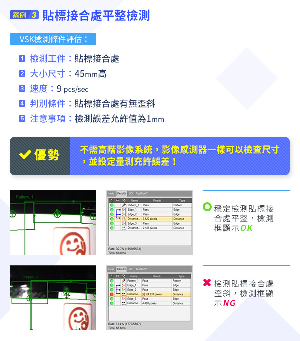 案例三：貼標接合處平整檢測