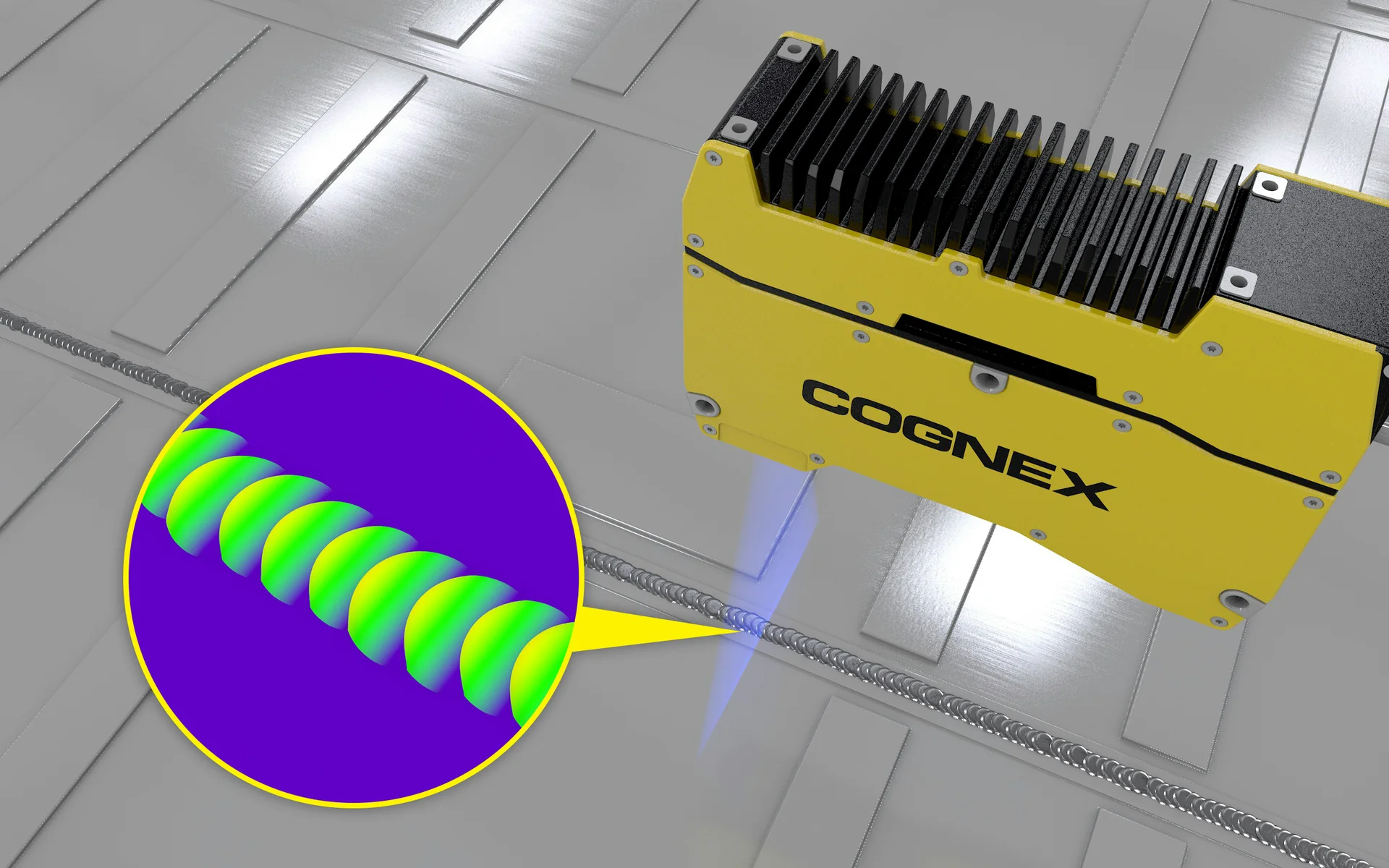 Cognex 3D-L4000 配備 VisionPro 三維雷射位移感測器 應用於電動車電池焊道 3D 檢測
