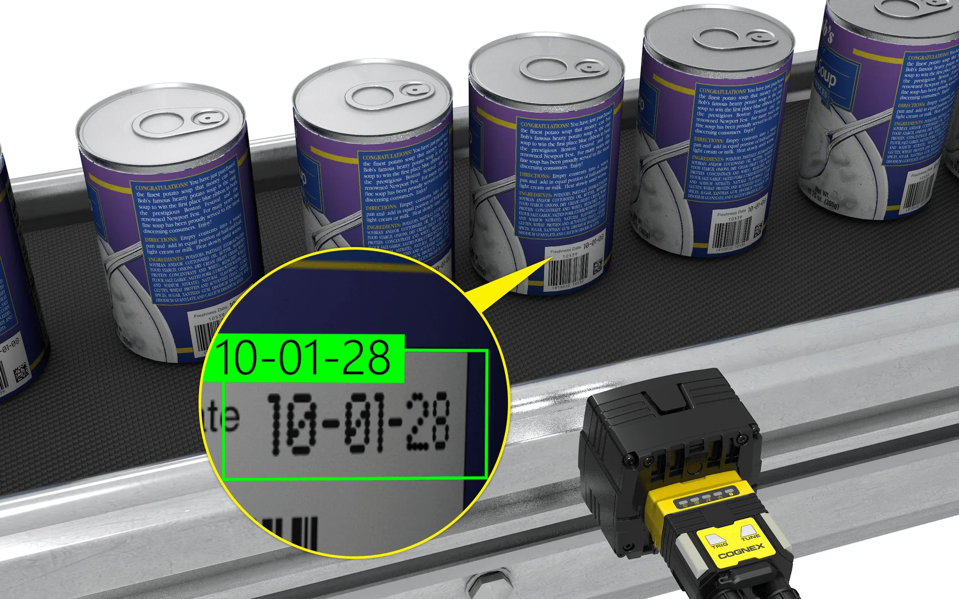 In-Sight 2800 罐頭標籤 OCR - VSK 威視康 Cognex In-Sight 2800 - 罐頭標籤 OCR 文字辨識 - 食品飲料產業案例 - VSK 威視康 PSI 系統整合商