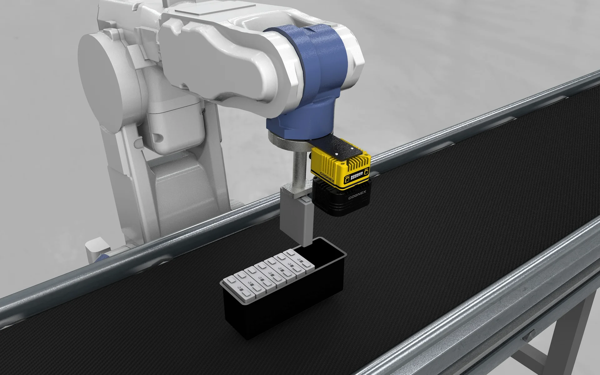 Cognex In-Sight 3800 應用於 EV 電池模組組裝、機械手臂視覺引導